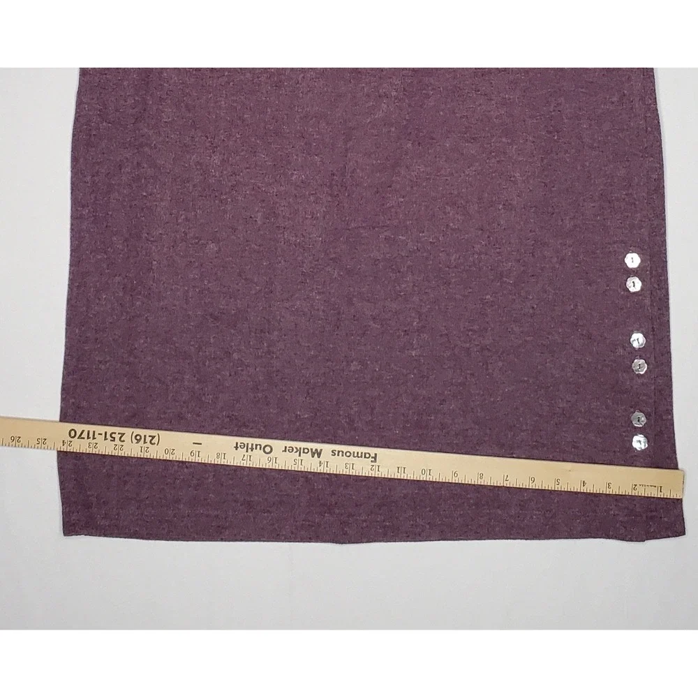 Coldwater Creek Womens 1X Purple Heather Knit Skirt Cardigan Top Set Midi H13534